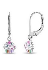 stunning rainbow cupcake silver earrings for kids